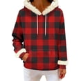thumbnail image 1 of successthop Hoodie for Women Pullover with Pockets Long Sleeve Drawstring Top Plus Size Fleece Neck Checkered Streetwear, 1 of 6