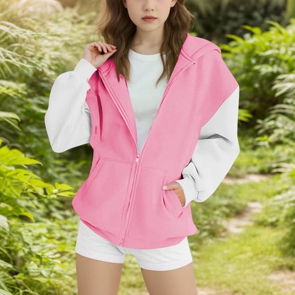 successthop Hoodies Toddler Girls Boys Fleece Long Sleeve Hooded Printed Color Block Sport Winter Fall Tops Sizes 4-15