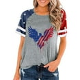 thumbnail image 1 of successthop Independence Day Clothes Women Red Blue White Loose Crewneck T Shirt Holiday Shirts Short Sleeve Tops Gray M, 1 of 2