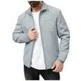 thumbnail image 1 of successthop Jacket Men Long Sleeve Lapel Coat with Pockets Zipper Solid Fall Casual Outwear, 1 of 3