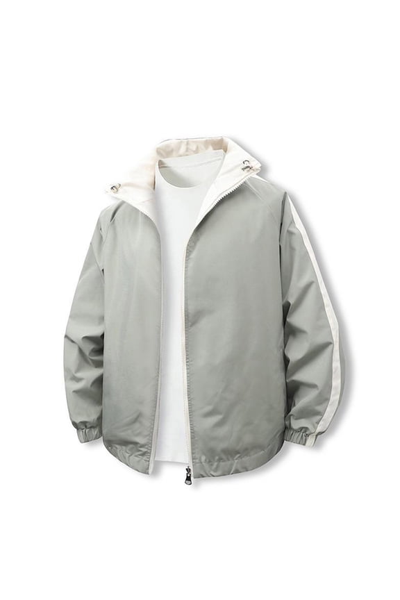 Jacket Men Long Sleeve No Hooded Coat with Pockets Two Sides Zipper Solid Fall Stylish Outwear