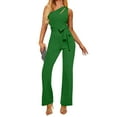 thumbnail image 1 of successthop Jumpsuit for Women Dressy Stylish One Shoulder Sleeveless Lounge Wear Belted Long One Piece Solid Pants S, 1 of 6