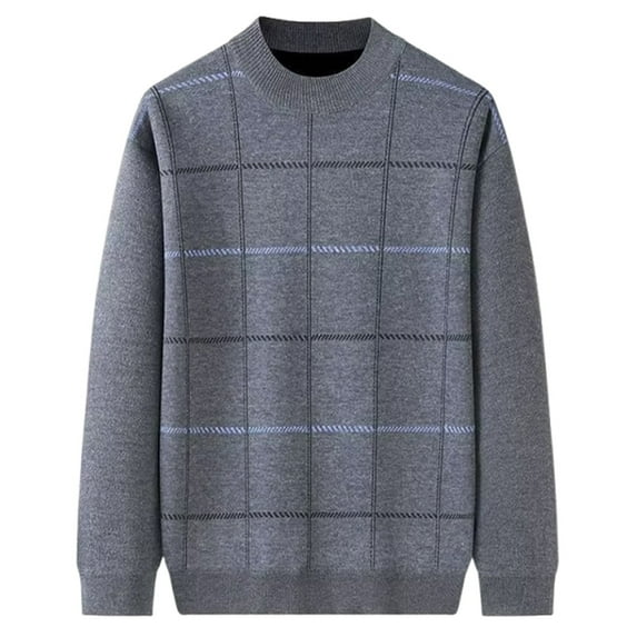 successthop Knitted Sweater Men Plus Size Long Sleeve Sweater Crewneck Pullover Tops Vintage Solid Keep Warm Clothes
