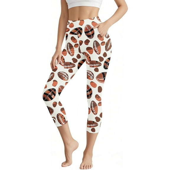 successthop Leggings Plus Size Women Casual Loose Capri Pants with Pockets Yoga Elastic Capris Baseball Print Bottoms