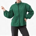 thumbnail image 1 of successthop Lightweight Jackets for Women Long Sleeve Jacket Zip Up Coat Plus Size No Hood Outwear with Pockets Green, 1 of 6
