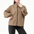 thumbnail image 1 of successthop Lightweight Jackets for Women Long Sleeve Jacket Zip Up Coat Plus Size No Hood Outwear with Pockets Khaki, 1 of 5