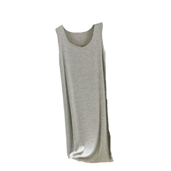 successthop Long Nightgowns for Women Sleeveless Oversized Housecoat Lightweight Sleepwear Solid Ladies Loungewear Gray