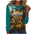 thumbnail image 1 of successthop Long Sleeve Hanukkah Shirts Candle Oversized Tee Lightweight Crewneck Long Sleeve Tops Festival Clothes, 1 of 4