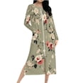 thumbnail image 1 of successthop Long Sleeve Nightgowns for Women with Pockets Zip Up Sleep Dress Crewneck Floral Homewear Fall Loungewear L, 1 of 9
