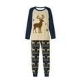 thumbnail image 1 of successthop Matching Couple Christmas Pajamas 2 Set Deer Long Sleeve Crewneck Tops and Pant Sleepwear with Pockets Blue, 1 of 7
