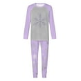 thumbnail image 1 of successthop Matching Couple Christmas Pajamas 2 Set Snowflakes Long Sleeve Crewneck Tops and Pant Set with Pockets, 1 of 7