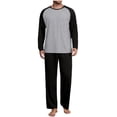 thumbnail image 1 of successthop Men Pajamas Sets Adults Plus Size Slash Shoulder Long Sleeve Crewneck Top and Color Block Bottom Homewear, 1 of 7