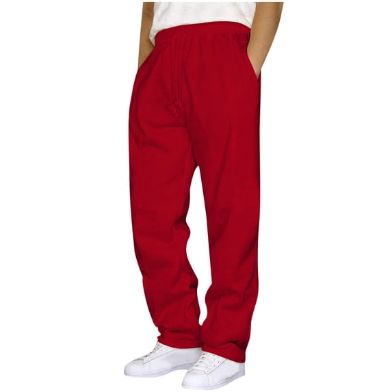 successthop Men's Sweatpants Elastic Waist Big and Tall Cargo Bottoms Drawstring Trousers Workout Clothes with Pockets