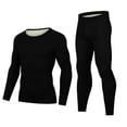 thumbnail image 1 of successthop Mens Base Layer Set Loose Comfortable Long Sleeve Crewneck Tops and Soft Leggings Solid Breathable Black L, 1 of 8