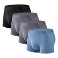 thumbnail image 1 of successthop Mens Breathable Underwear 4 Pack Oversized Seamless Lightweight Stretch Solid Boxer Brief Multiple Pack Blue, 1 of 2