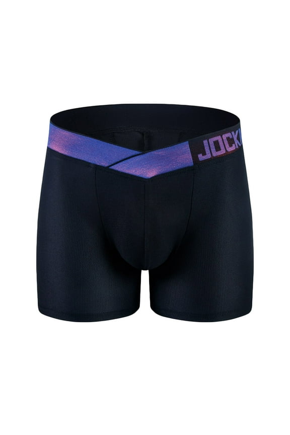Mens Breathable Underwear Butt Lifting Comfortable Sport Lightweight Breathable Colorful Boxer Brief Black L