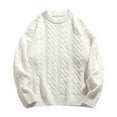 thumbnail image 1 of successthop Mens Cable Knit Sweater Long Sleeve Knitwear Chunky Crewneck Fall Winter Clothes Ribbed Cuff Solid Tops, 1 of 4