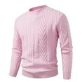 thumbnail image 1 of successthop Mens Cable Knit Sweaters Strecth Long Sleeve Chunky Crewneck Knit Top Ribbed Cuff Solid Warm Clothes, 1 of 2