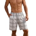 thumbnail image 1 of successthop Mens Cargo Shorts Big and Tall Knee Length Shorts Drawstring Elastic Bottoms Plaid Clothes with Pockets 3XL, 1 of 9
