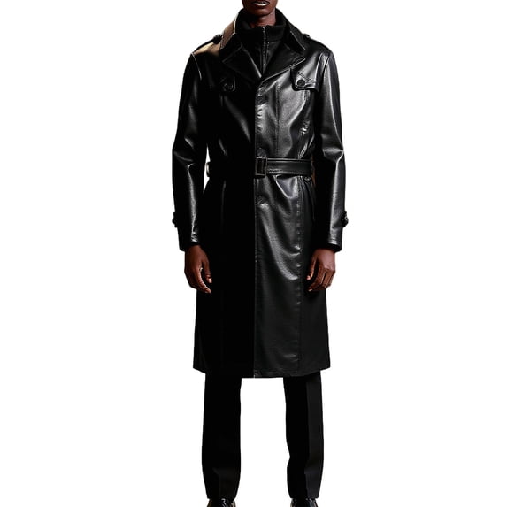 successthop Mens Casual Trench Coat Plus Size Windbreaker Notched Lapel Outwear with Pockets Zipper Belted Business Coat