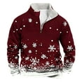 thumbnail image 1 of successthop Mens Christmas Sweatshirt Snow Quarter Zip Long Sleeve Sweater Pullover Top with Pocket Streetwear Red, 1 of 3