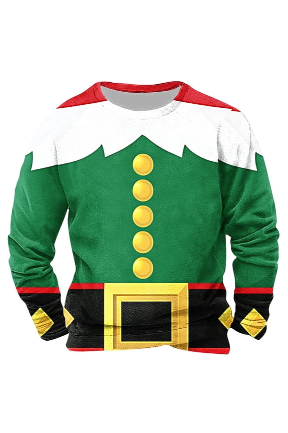 Mens Christmas Sweatshirt Ugly Plus Size Crewneck Long Sleeve Tops Pullover Sweaters Casual Clothes