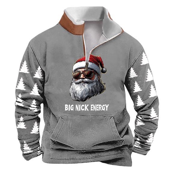 successthop Mens Christmas Sweatshirt Ugly Quarter Zip Long Sleeve Tops Pullover Sweater with Pocket Streetwear