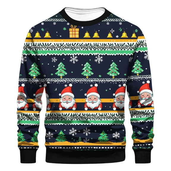 successthop Mens Christmas Sweatshirts Funny Crewneck Long Sleeve Sweaters Winter Pullover Streetwear Print Streetwear