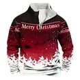 thumbnail image 1 of successthop Mens Christmas Sweatshirts Snow Quarter Zip Long Sleeve Top Pullover Sweater with Pocket Streetwear Red, 1 of 3