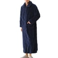thumbnail image 1 of successthop Mens Flannel Bathrobe Long Housecoat with Pockets Oversized Loungewear Warm Zip Up Sleepwear Solid Nightgown, 1 of 4