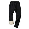 thumbnail image 1 of successthop Mens Fleece Sweatpant Straight Pant with Pockets Solid Pants Drawstring Open Bottom Winter Trousers Black, 1 of 4