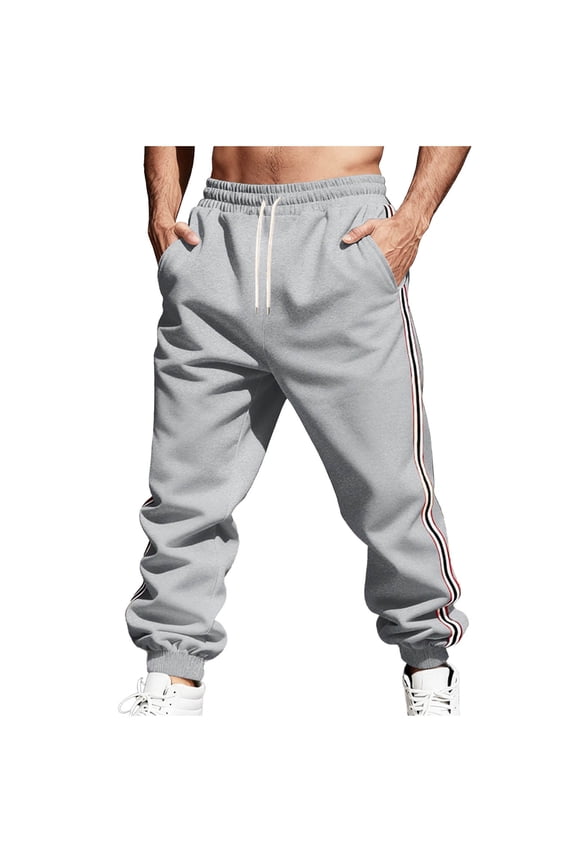 Mens Joggers Sweatpants Plus Size Oversized Loose Pants with Pockets Drawstring Stripe Heavyweight Trousers