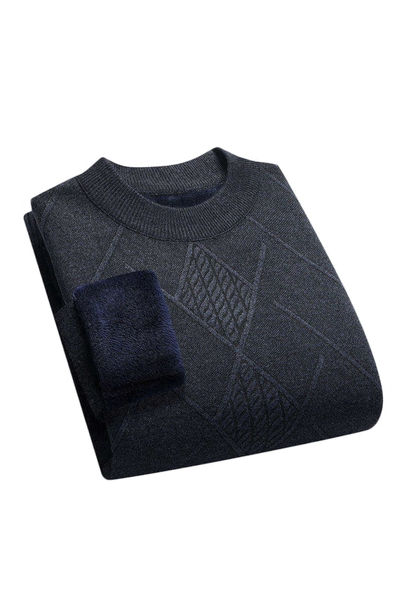 Mens Knitted Sweater Plus Size Fleece Long Sleeve Knitwear Chunky Crewneck Ribbed Cuff Vintage Solid Top