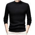 thumbnail image 1 of successthop Mens Knitted Sweaters Plus Size Fleece Long Sleeve Chunky Crewneck Knitwear Ribbed Cuff Solid Knit Tops M, 1 of 9