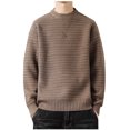 thumbnail image 1 of successthop Mens Knitted Sweaters Plus Size Long Sleeve Chunky Crewneck Knitwear Ribbed Cuff Solid Winter Tops, 1 of 3