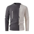 thumbnail image 1 of successthop Mens Knitted Sweaters Strecth Long Sleeve Chunky Crewneck Tops Ribbed Cuff Color Block Winter Clothes, 1 of 4