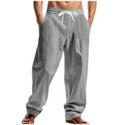 successthop Mens Lightweight Cargo Pant Drawstring Workwear with Pockets Oversized Straight Open Bottom Casual Trousers Black
