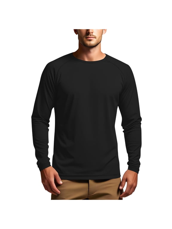 Mens Long Sleeve Sun Protection Shirts Fishing Solid Jacket for Outdoor Driving Traveling Hiking Fishing Black S