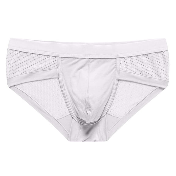 successthop Mens Low Rise Briefs Butt Lifting Comfortable Underwear Lightweight Breathable Solid Underpant White 2XL