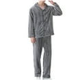 thumbnail image 1 of successthop Mens Pajamas Flannel Fleece Thick Long Sleeve Tops with Pants Stripe Button Winter Outwear, 1 of 8
