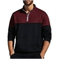 thumbnail image 1 of successthop Mens Plus Size Sweatshirt with Pockets Fleece Quarter Zip Long Sleeve Sweater Pullover Top Solid Streetwear, 1 of 6