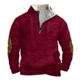 thumbnail image 1 of successthop Mens Plus Size Sweatshirt with Pockets Quarter Zip Long Sleeve Sweaters Pullover Top Vintage Clothes Red 5XL, 1 of 5