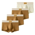 thumbnail image 1 of successthop Mens Plus Size Underwear 4 Pack Support Pouch Comfortable Breathable Solid Boxer Brief Multiple Pack Brown L, 1 of 2
