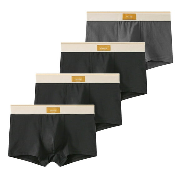 successthop Mens Plus Size Underwear 4 Pack Support Pouch Comfortable Breathable Solid Boxer Brief Multiple Pack Gray M
