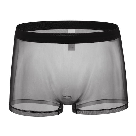 successthop Mens Plus Size Underwear Low Rise Mesh Sustainable Sport Lightweight Breathable Solid Boxer Brief Black M