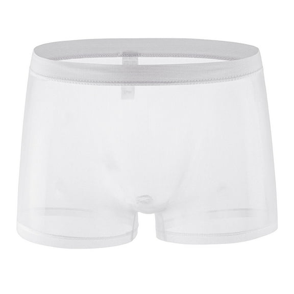 successthop Mens Plus Size Underwear Low Rise Mesh Sustainable Sport Lightweight Breathable Solid Boxer Brief White L