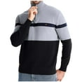 thumbnail image 1 of successthop Mens Quarter Zip Sweater Long Sleeve Sweater Chunky Warm Pullover Tops Ribbed Cuff Color Block Clothes Gray, 1 of 6