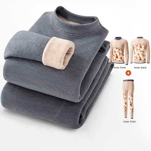 successthop Mens Silk Thermal Underwear Sets Fleece Plus Size Comfortable Long Sleeve Crewneck Tops and Soft Leggings XL