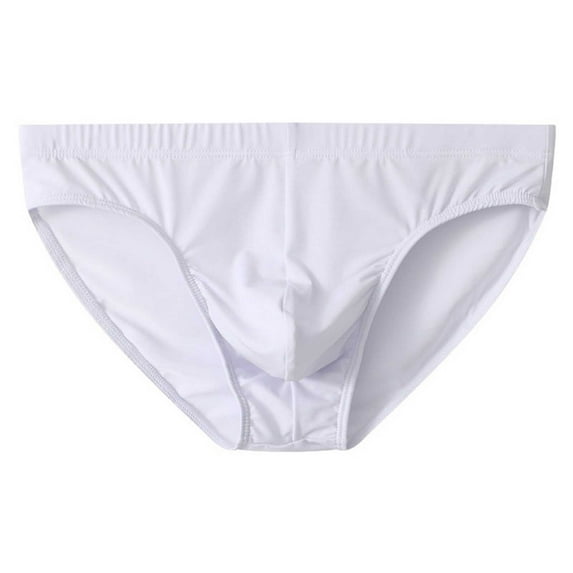 successthop Mens Silk Underwear Briefs Cool Comfortable Soft Breathable Solid Everyday Wear Underpant White L