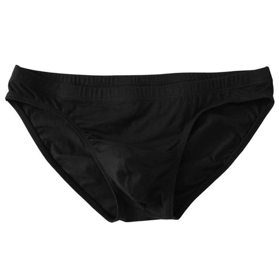 successthop Mens Silk Underwear Briefs Plus Size Comfortable Soft Stretch Solid Magnetic Underpant Black S